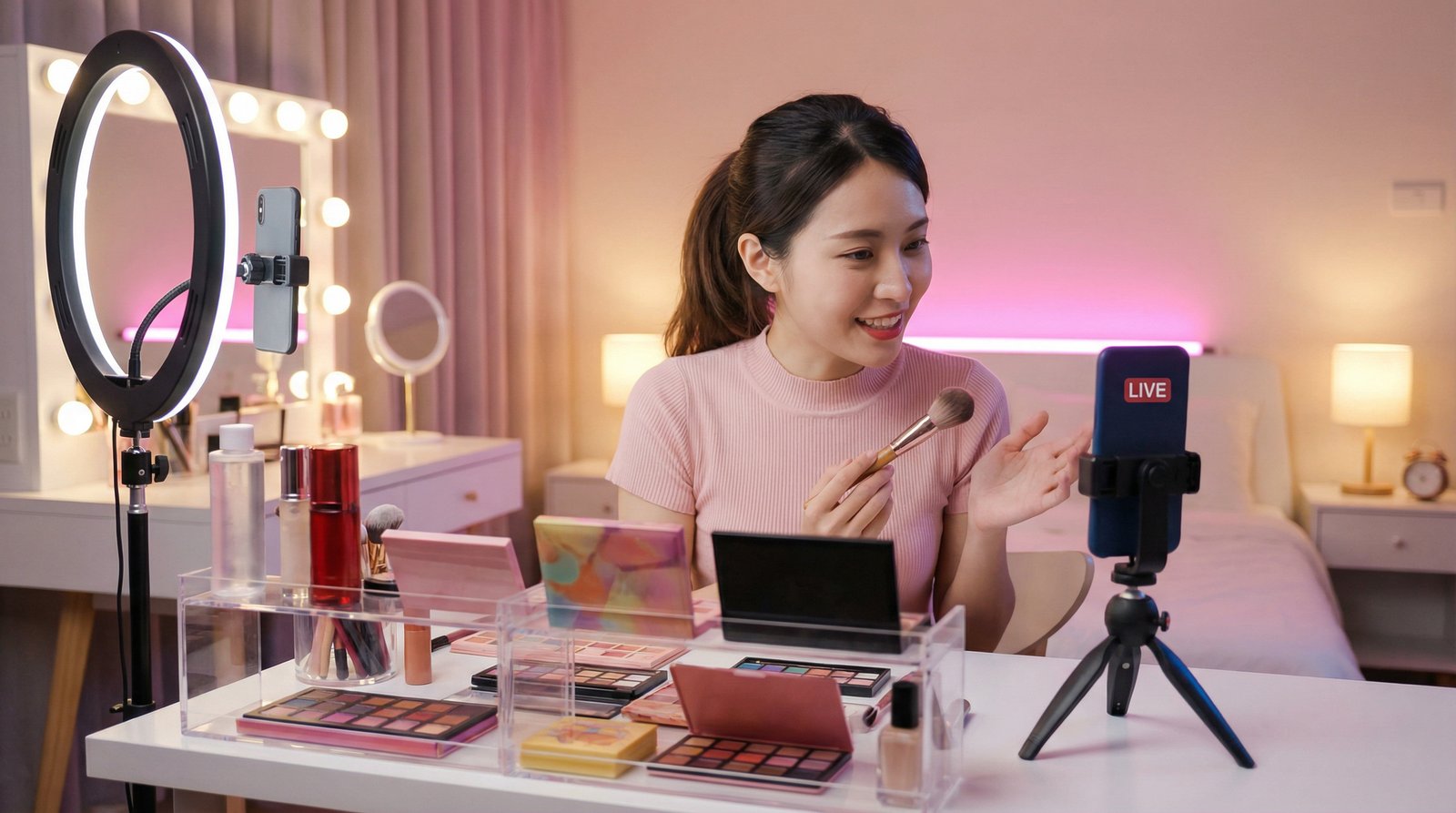 黄色仓库美妆直播视频